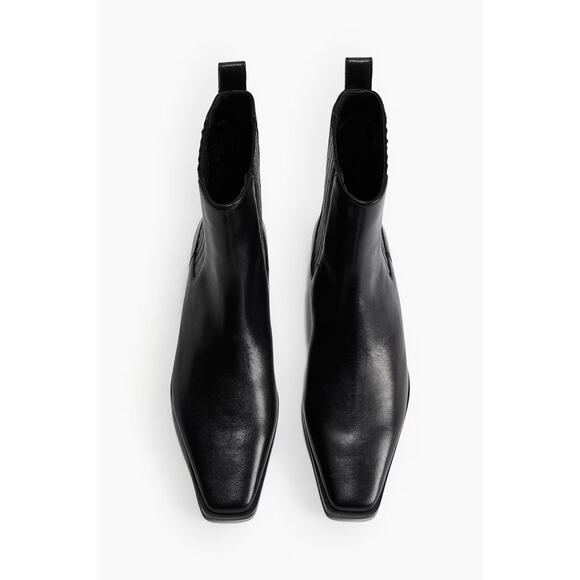 H&M Leather Ankle Block Heels Boots - 8 - Picture 2 of 5